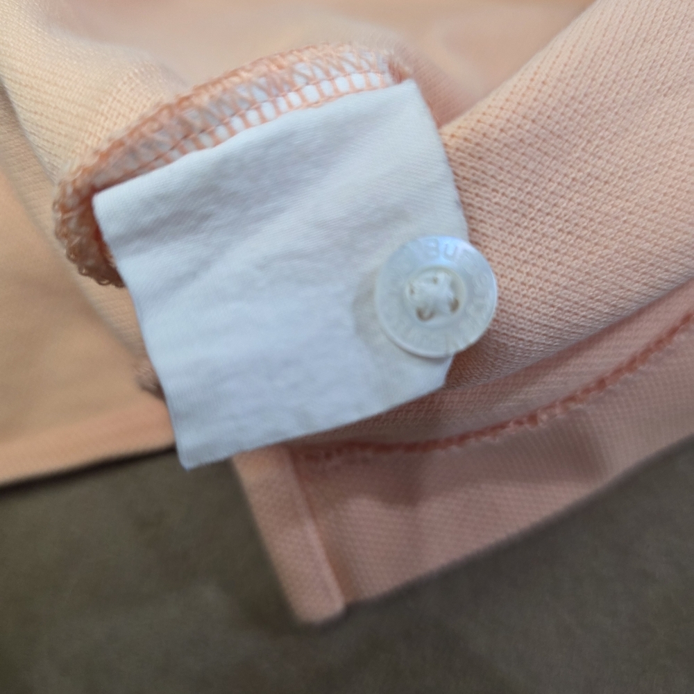 Vintage Burberrys Classic Short Sleeve Polo Shirt w/Chest Pocket in Soft Peach. - Picture 8 of 9